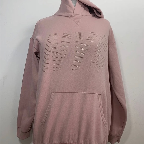 H&M Hoodie Pink NYC Long Sleeves Jumper Hoody Pullover Top Girls Size 12-14yrs - Picture 12 of 13
